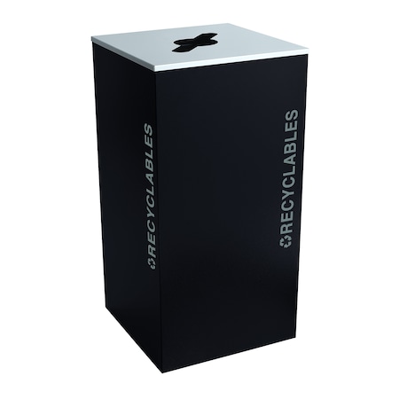 Ex-Cell Kaiser 36-Gal. Square Receptacle - Recyclables Decal, Pebble Black Gloss RC-KD36-R BT-PBG